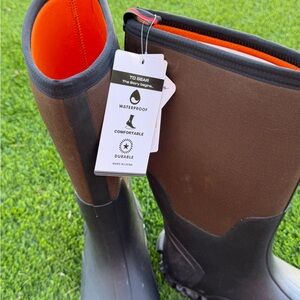 Brown and Black Neoprene Rain Boots